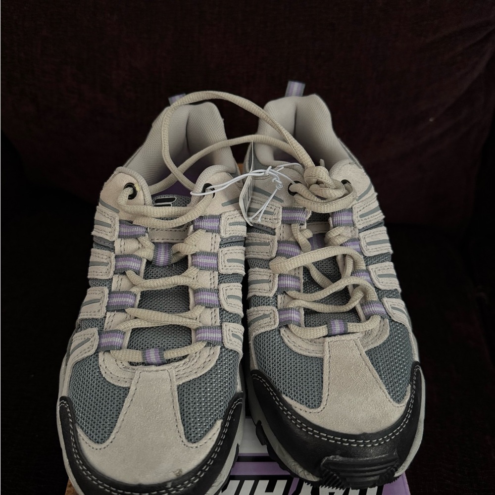 Fila Women's Lace-Up Athletic Sneakers in Beige, Gray and Lavender